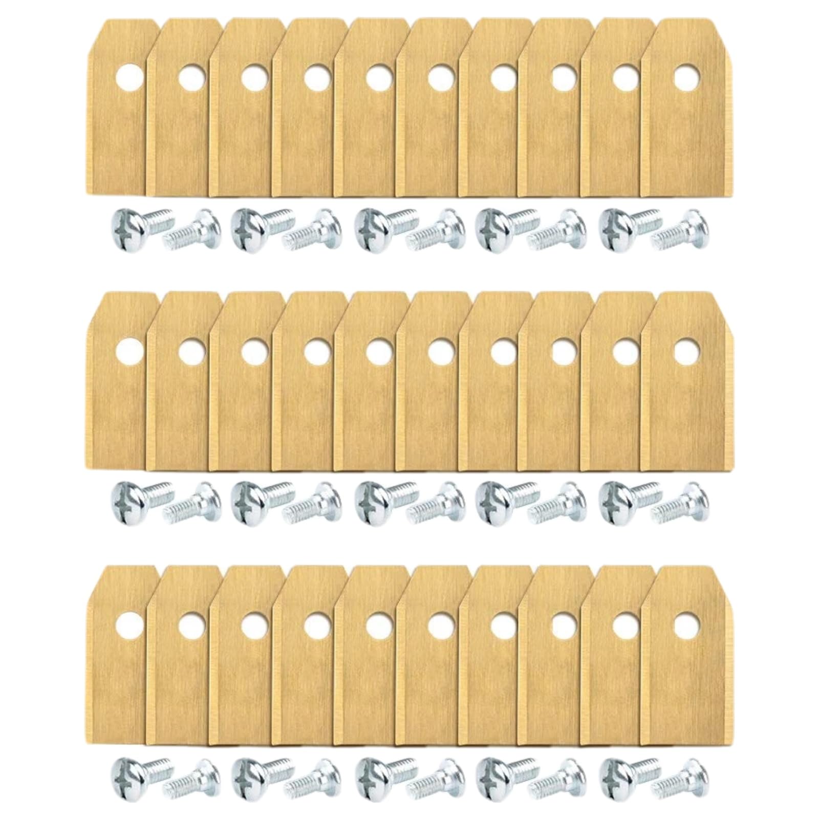 HXOOXH 30Pack Replacement Lawn Mower Blades with Screws, 35x18x0.75mm Titanium Coated Anti-Rust, Compatible with Gardena Flymo Automower All Models