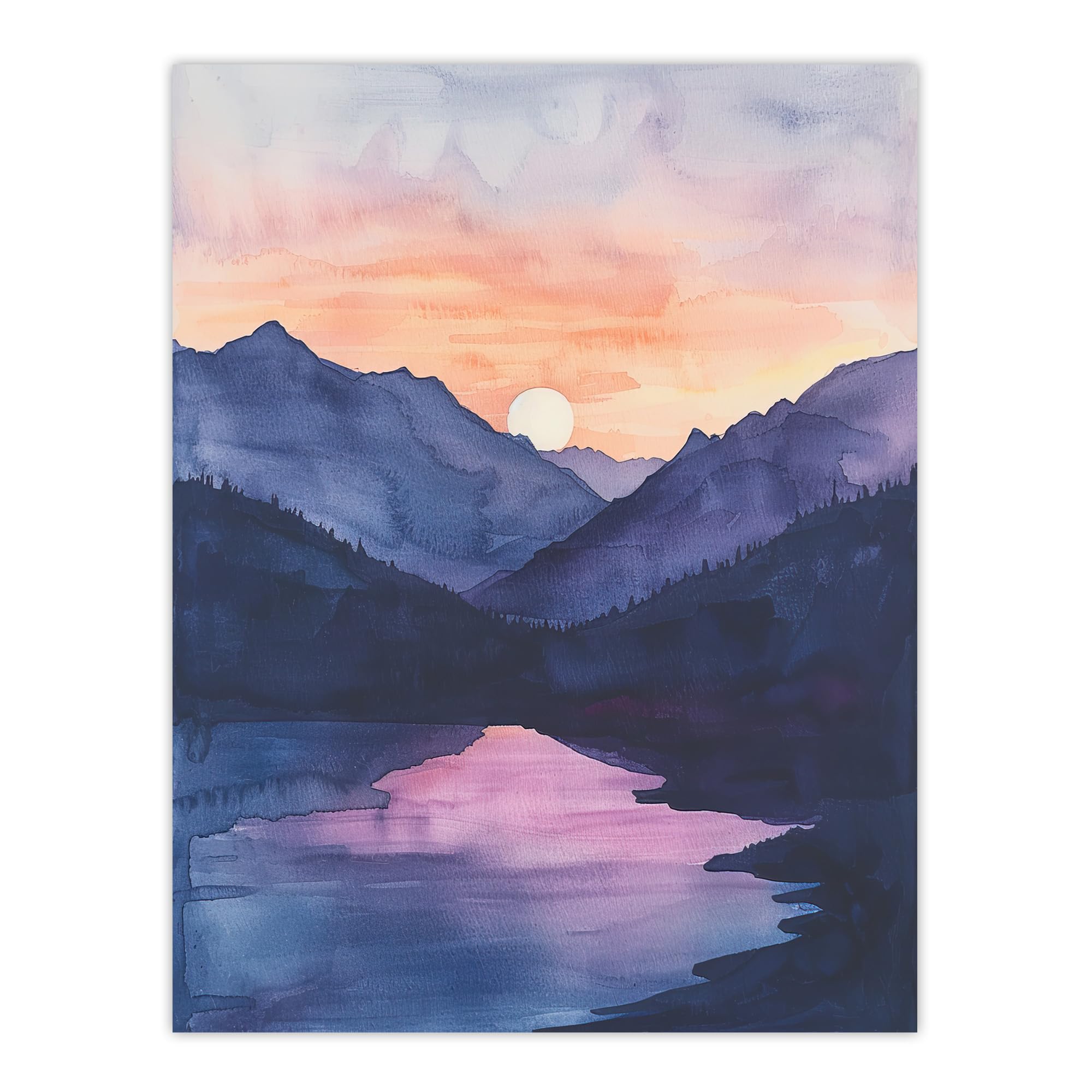 Artery8 Maroon Lake Atmospheric Sunset Mountain Landscape Living Room Large Wall Art Poster Print Thick Paper 18X24 Inch