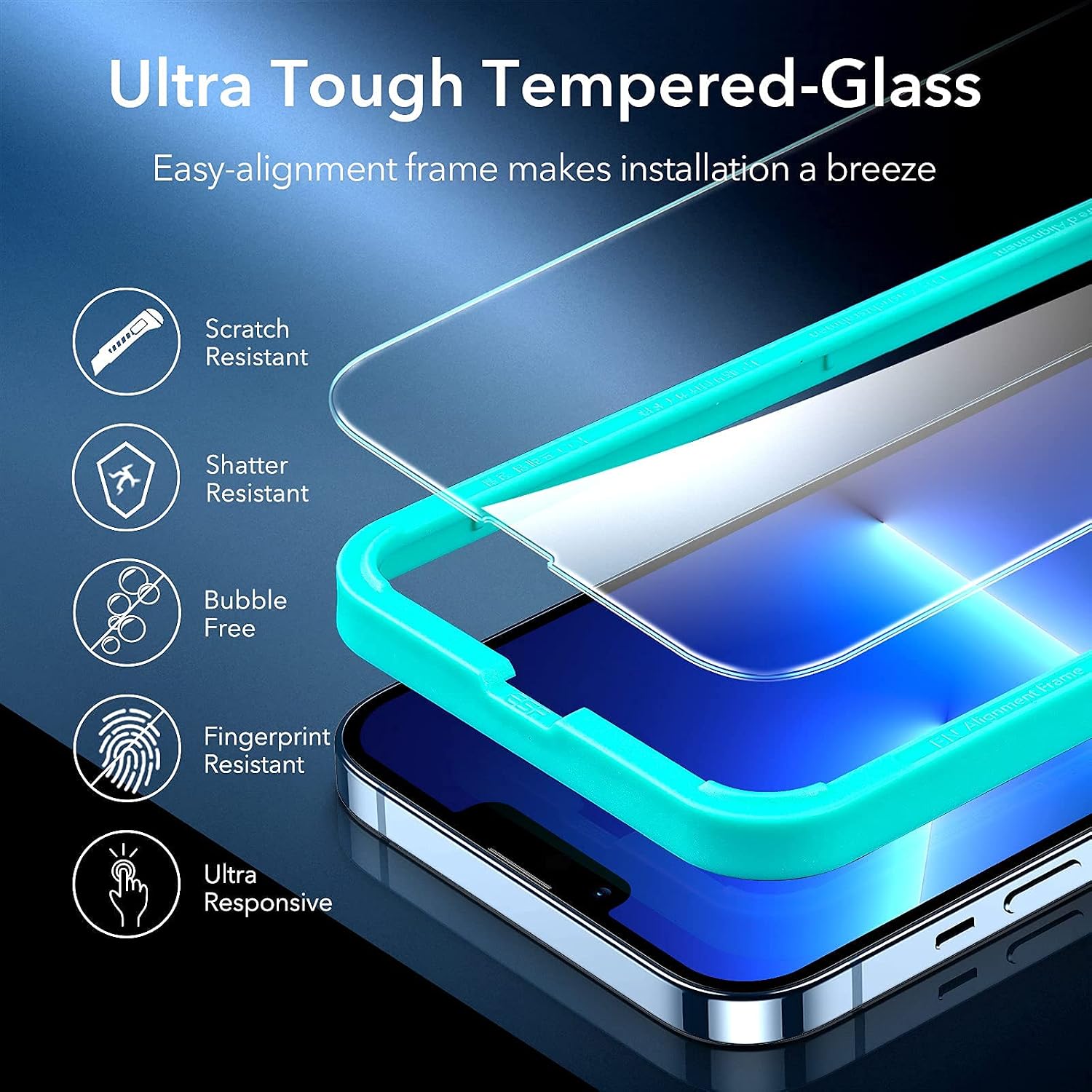 ESR Hybrid Case Compatible with iPhone 13 Pro Max Case, Includes 2-Pack Tempered-Glass Screen Protectors, Reinforced Drop Protection, Shock-Proof Bumper, Scratch-Resistant Case, Classic Series, Clear