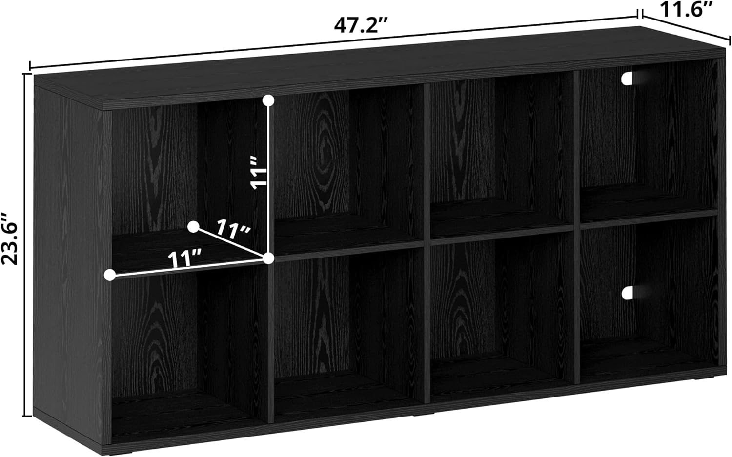 IROCNK Bookshelf, 8-Cube Storage Cube Shelf Organizer, Extra Thick Frame Horizontally & Vertically Reversible Bookcase with Open for Living Room, Bedroom, Home Office, Black