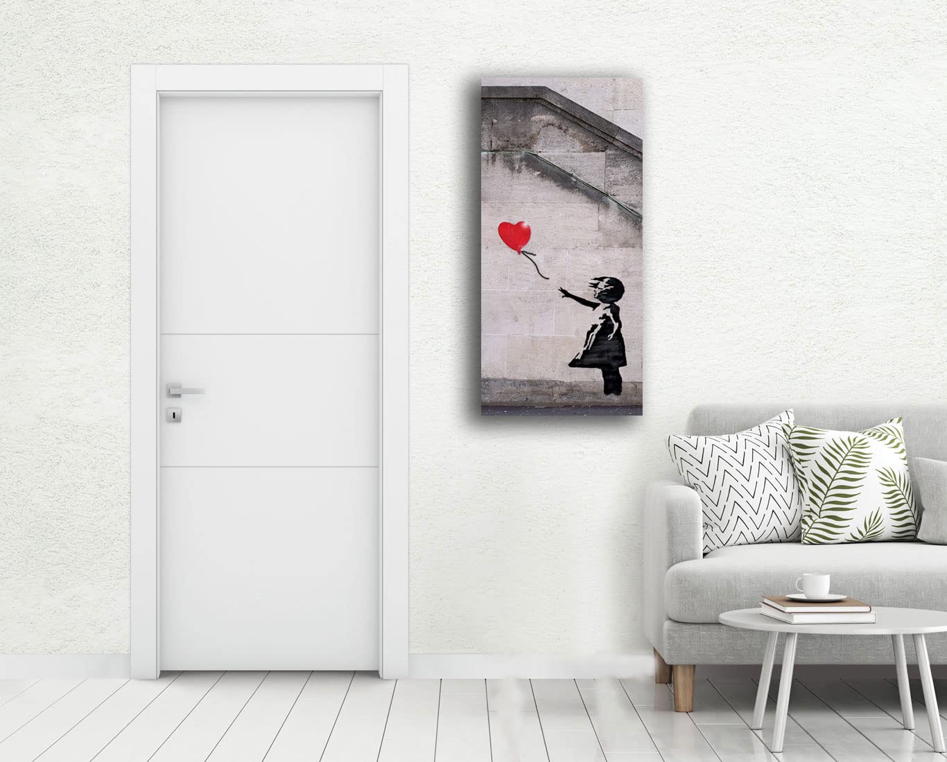 Quadro Moderno Verticale Banksy Bambina Cuore Rosso Quadri moderni da Parete XXL grande Stampa su tela Canvas Decorazione Murale muro Soggiorno Arredo Camera letto Cucina (50x100 cm, Banksy1)
