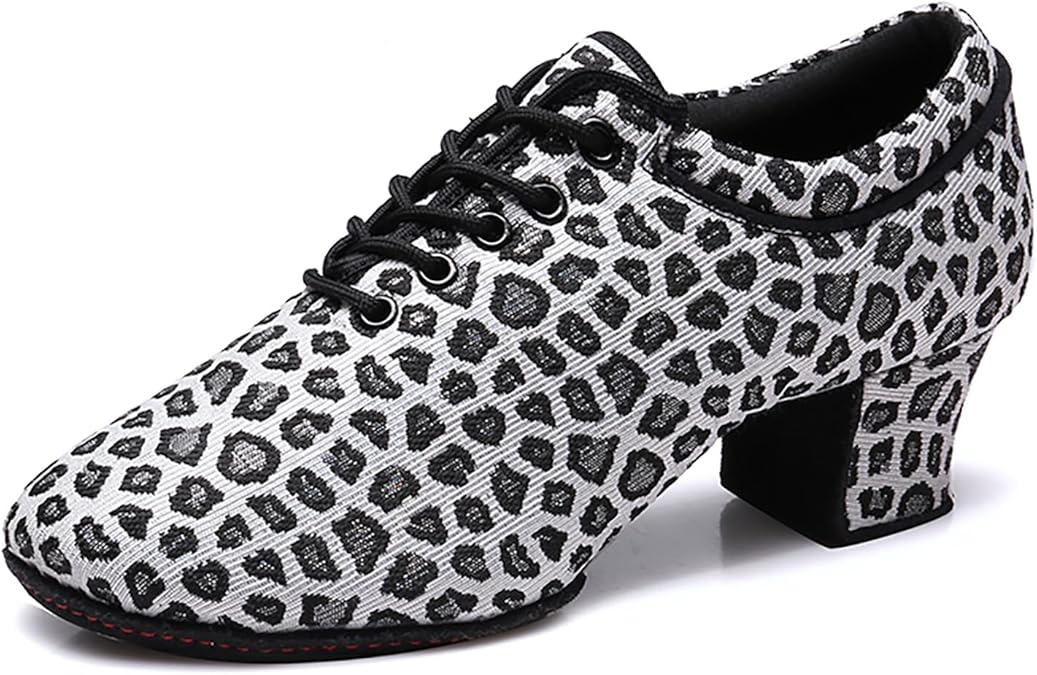 Scarpe Da Ballo Latino Donna Modello 601 - Con Lacci, Suola In Pelle Scamosciata, Tacco 3.5cm O 5.5cm