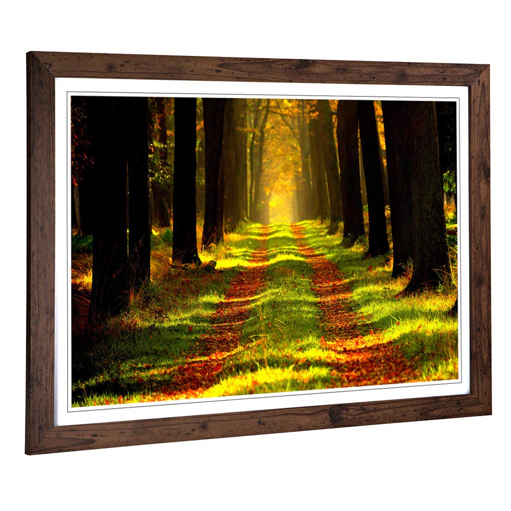 Big Box Art Framed Print of Landscape Forest Woodland Path Design | Wall Art Picture | Home Decor for Kitchen, Living, Dining Room, Bedroom, Hallway, Office, Walnut, A2 / 24.5x18 Inch / 62x45cm