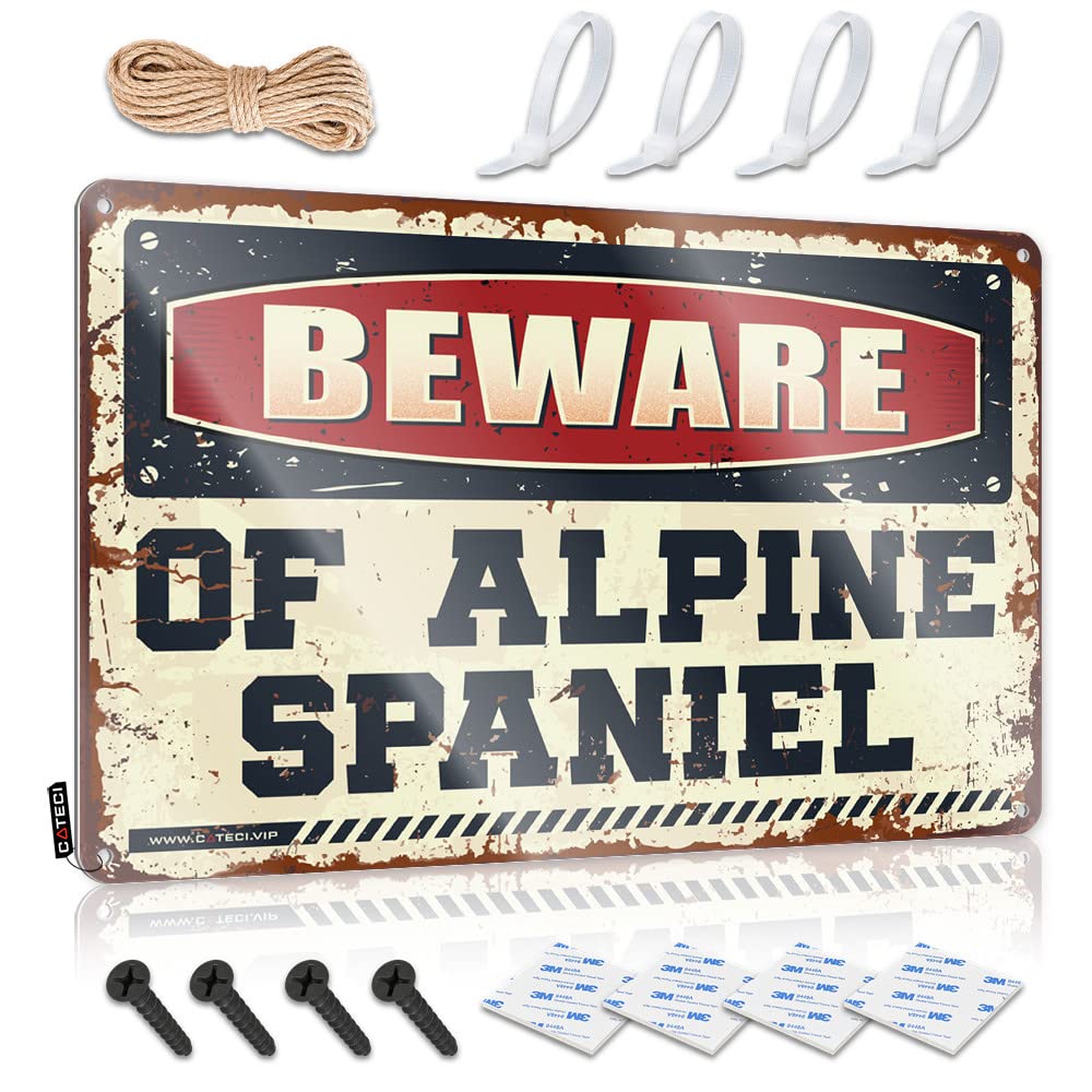 IBWNBBUSN Man Cave Decorations Beware Of Alpine Spaniel Tin Sign Funny Home Sign Wall Signs(30X40CM)