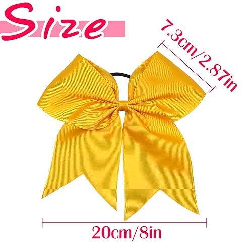Miniatura 2 de 4 lazos elásticos grandes de 8 pulgadas, bandas elásticas para el cabello, cinta de grogrén, soporte para cola de caballo para animadoras, equipo de