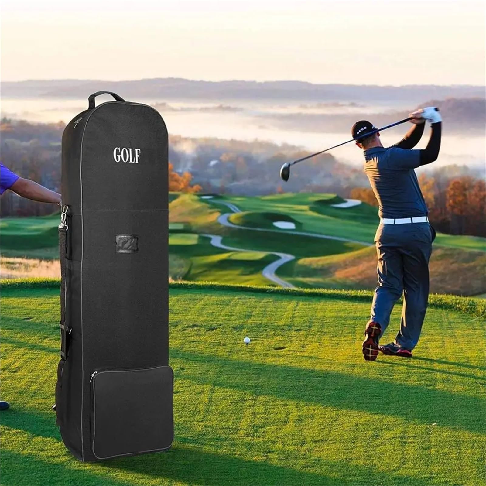 Funda para Bolsa De Golf Bolsa de Viaje Plegable for Palos Golf con Ruedas, Gran Capacidad Almacenamiento, Impermeable, 600D, Transporte aviación