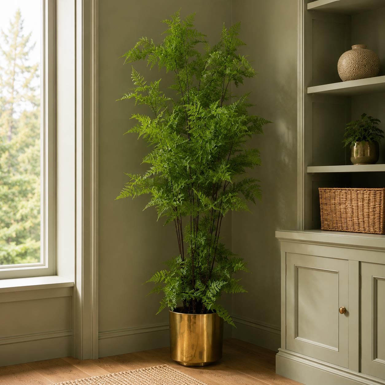 Leaf Artificial Realistic Natural Look Moss Fern in Pot