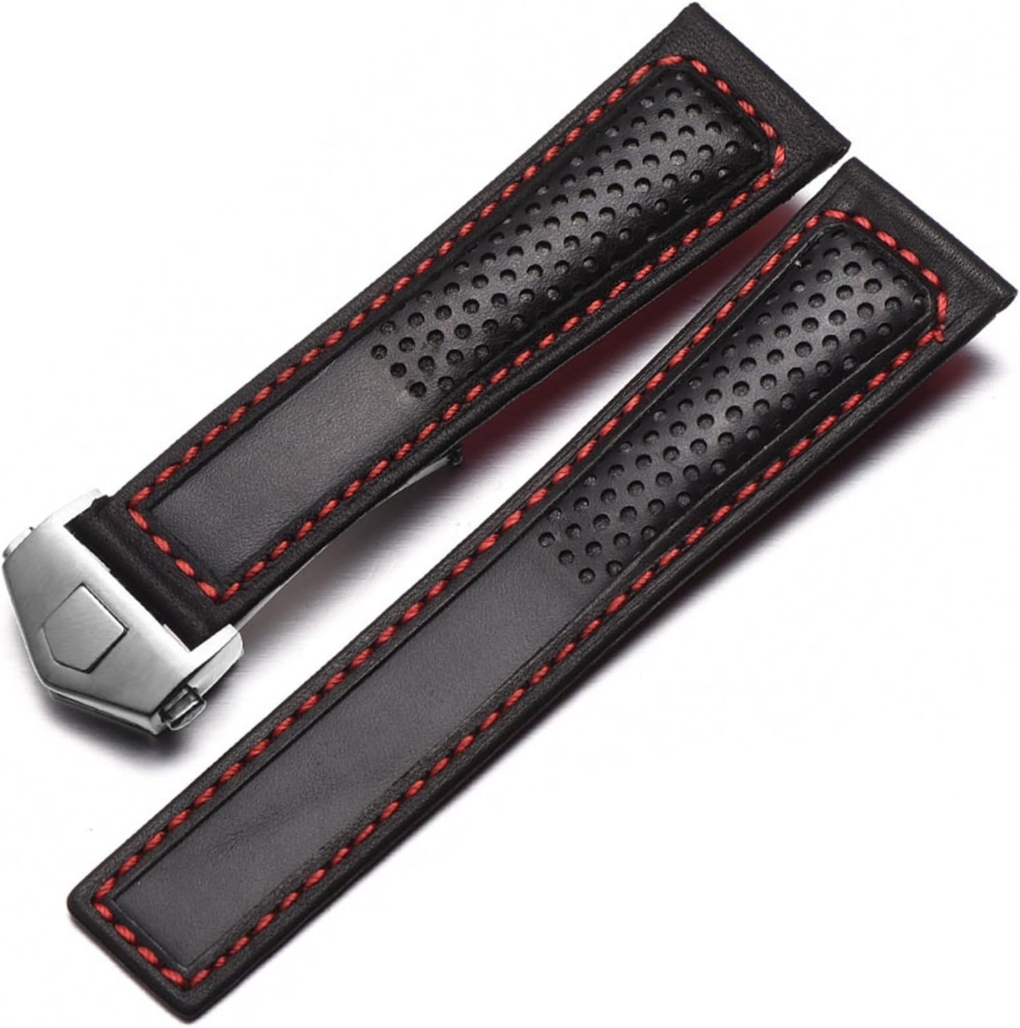 SDFFGHJ Frosted Genuine Leather Watch Strap Compatible with Tag Heuer Carrera Diving Monaco F1 Series Breathable Watch Chain 22mm Men Watchband