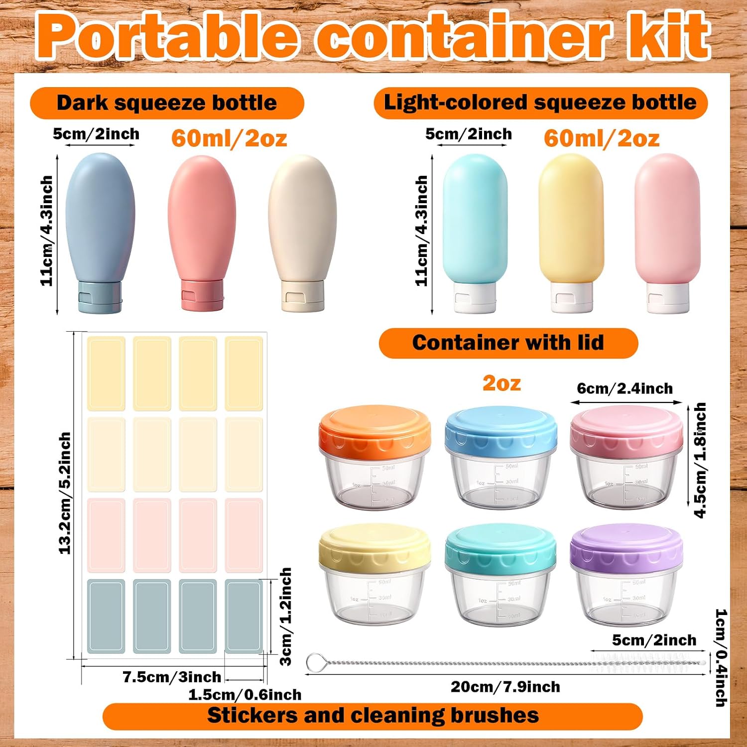 12 Pack 2 oz Salad Dressing Container Set, 6 Silicone Small Condiment Squeeze Bottles, 6 Sauce Containers Cups, with Sticker and Brush Leakproof Condiment Containers with Lid for Lunch Travel
