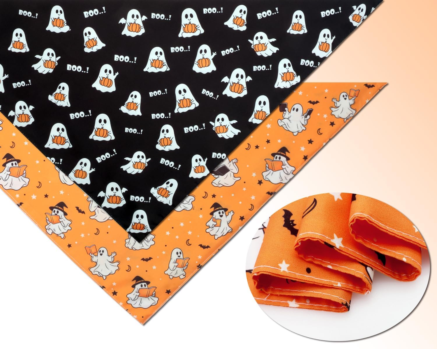 Halloween Dog Bandanas Cut Ghost Pet Scarf Reversible Outfit Small image 3