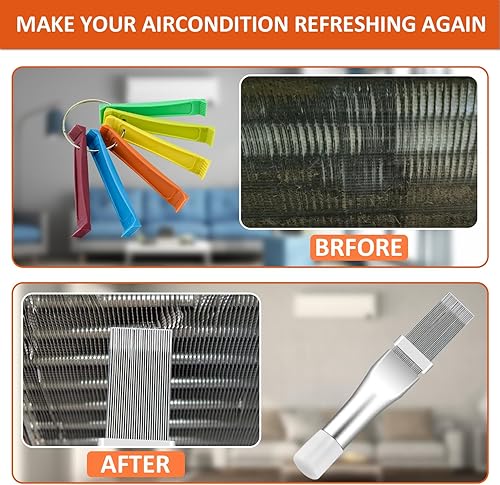 Miniatura 4 de Cenipar Juego de 2 peines de condensador de aire acondicionado, incluye peine de aleta FCR6 y peine de aleta de radiador inoxidable compatible con