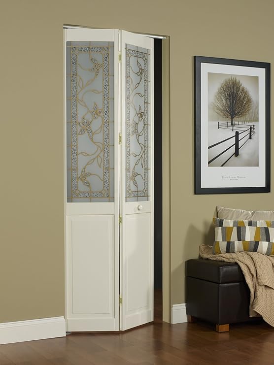 LTL Home Products 861720 Pinecroft Tuscany Decorative Glass/Raised Panel Interior Bifold Solid Pine Wood Door, 24 x 80, Unfinished Pine