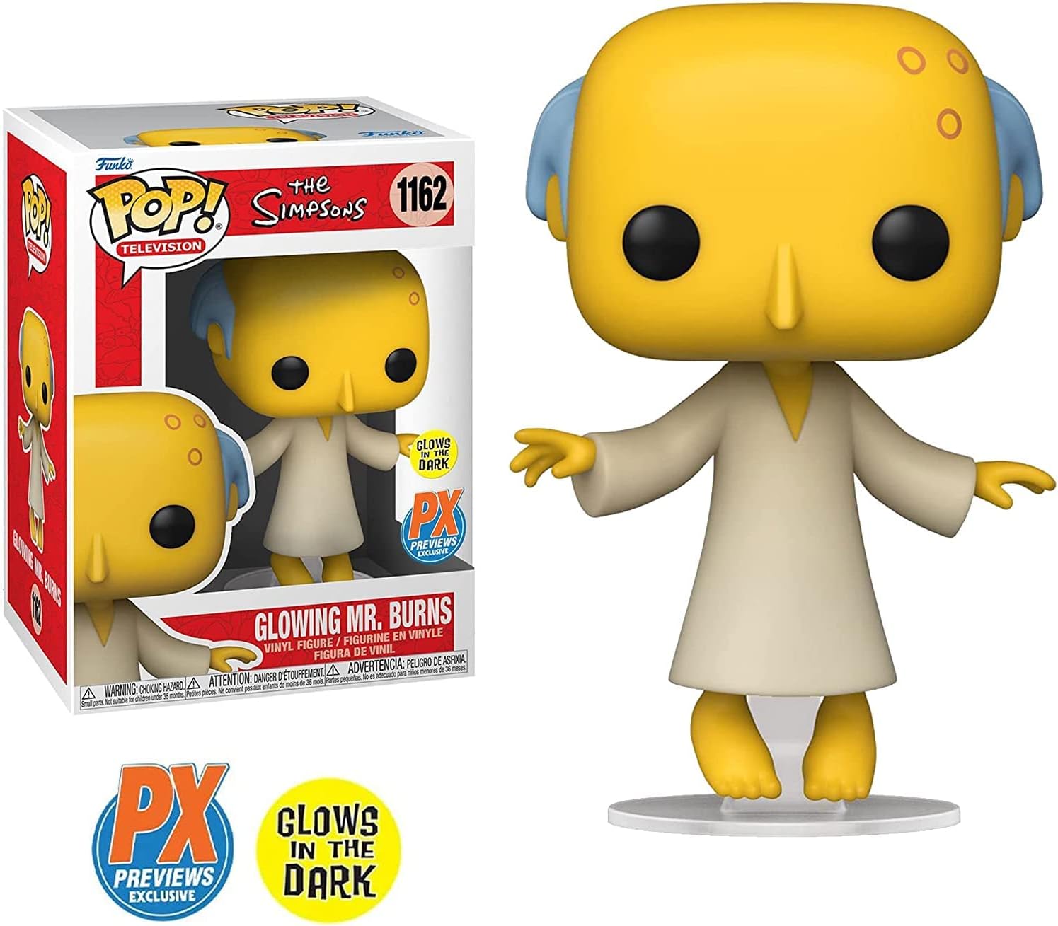 POP The Simpsons: Glowing Mr. Burns (PX Previews Exclusive) Funko Vinyl Figure (Bundled with Compatible Box Protector Case)