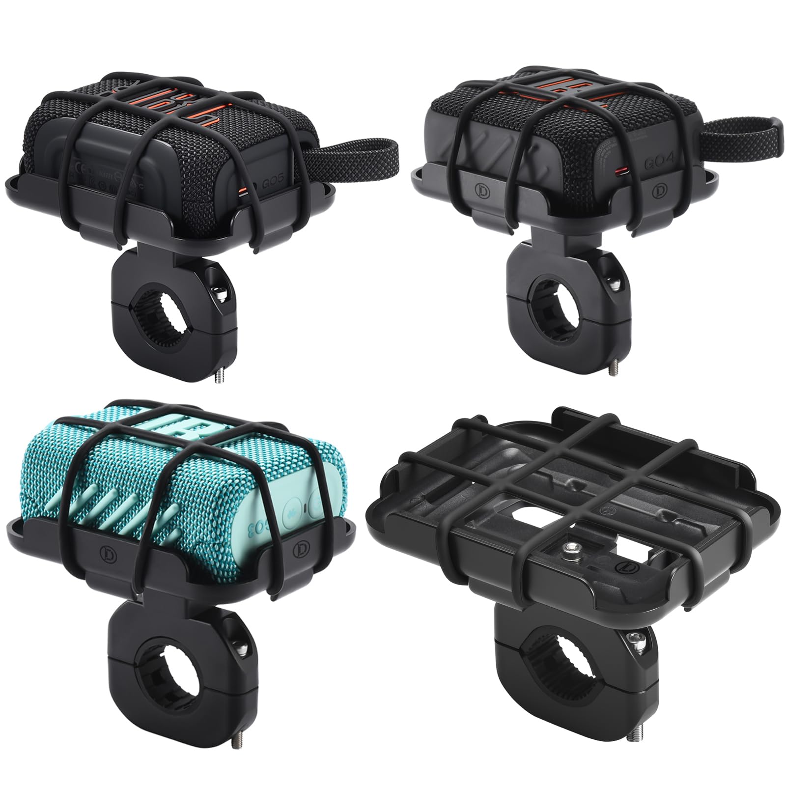 Hzycwgone Bike Speaker Mount Compatible with JBL Go 5/Go 4/Go 3 Ultra Portable Speaker,Bicycle Handlebar Rail Bracket Holder Adapter with Elastic Silicone Cover for Secure & Safe