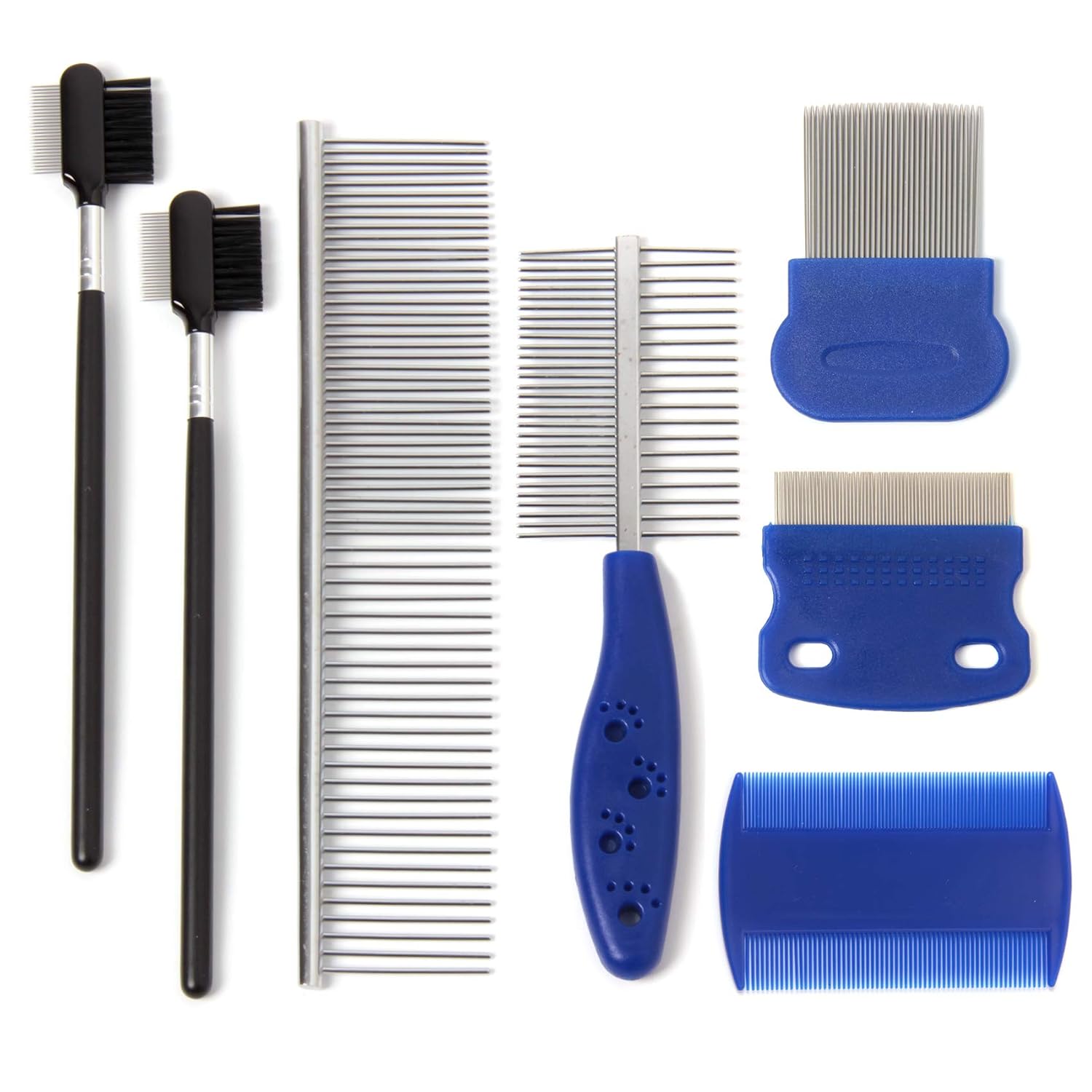 popokk 7 Pieces Dog Flea Combs Double-Sided Dog Eye Comb Brush Pet Tear Stain Remover Comb Double Head Tooth Comb Pet Grooming Combs for…