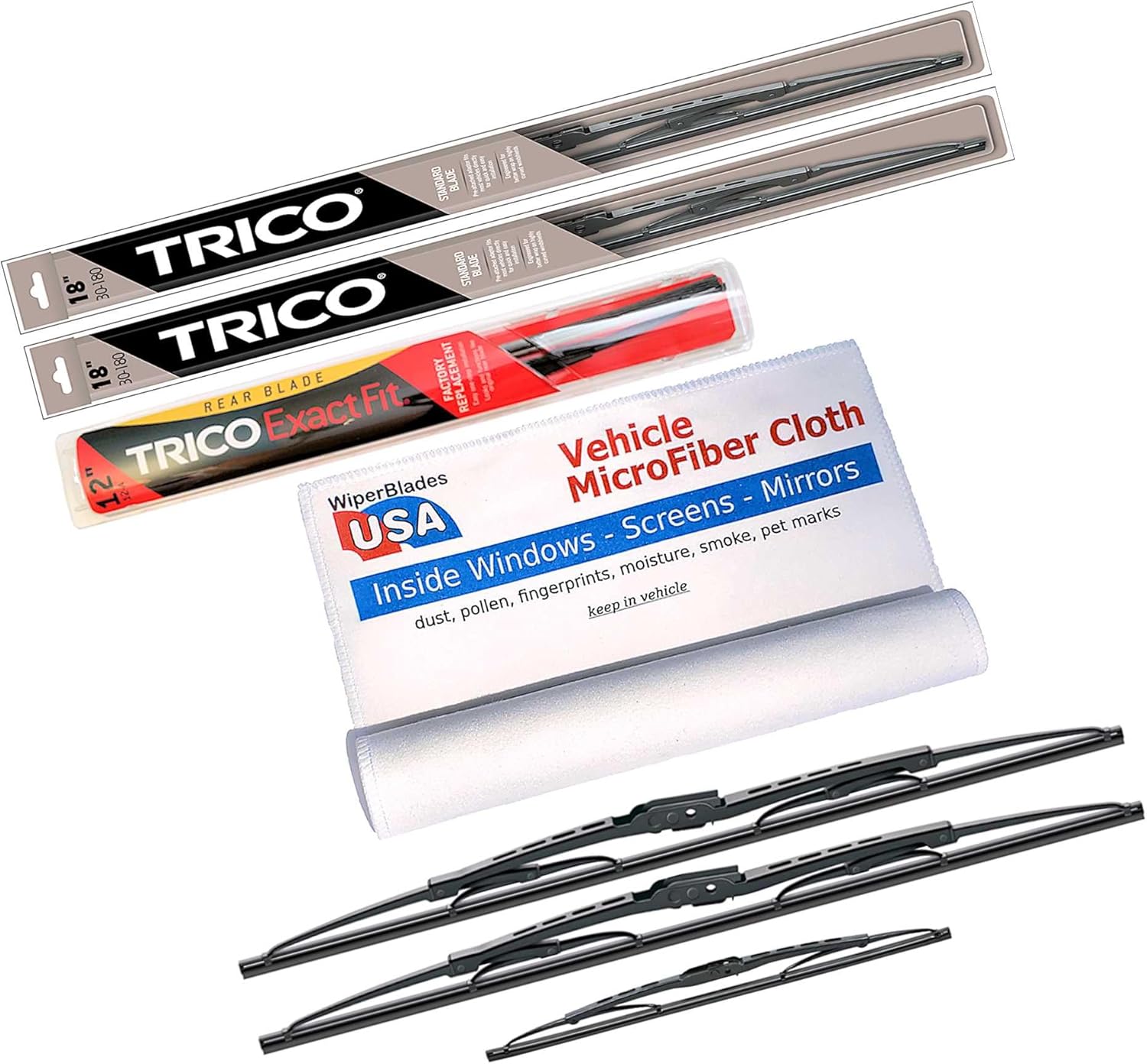 WiperBladesUSA Wiper Set compatible with Jeep Cherokee 1992 (Set of 3) w/Rear Wiper Wiper Blades