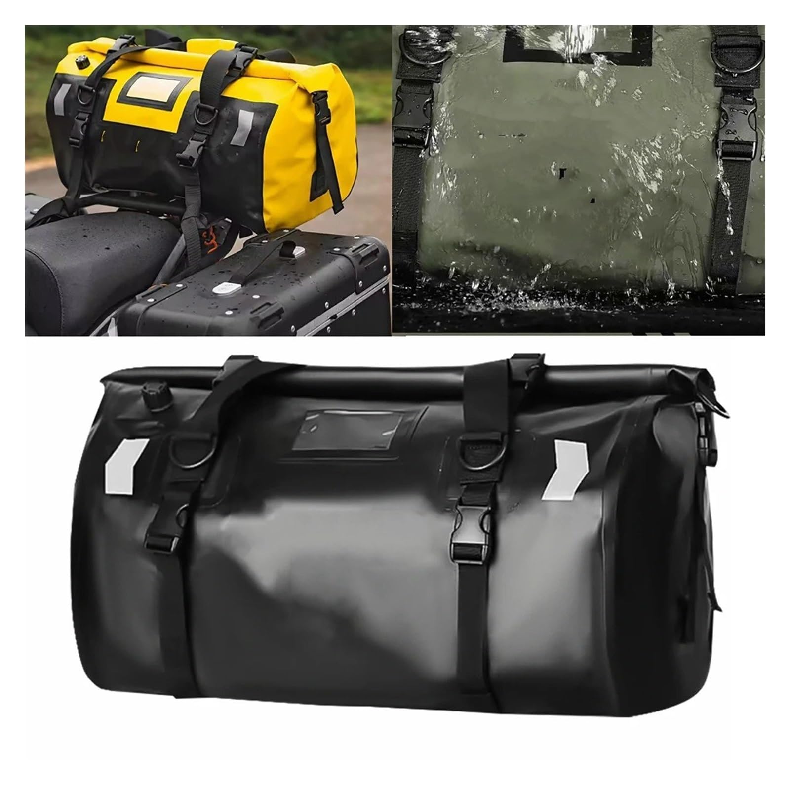 Top Case Motos Bolsa Motocicleta 40L/66L Impermeable Asiento Trasero Motor Coche Almacenamiento Picnic Viaje Mochila Aire Libre Bolsa De Moto(Black 66L)
