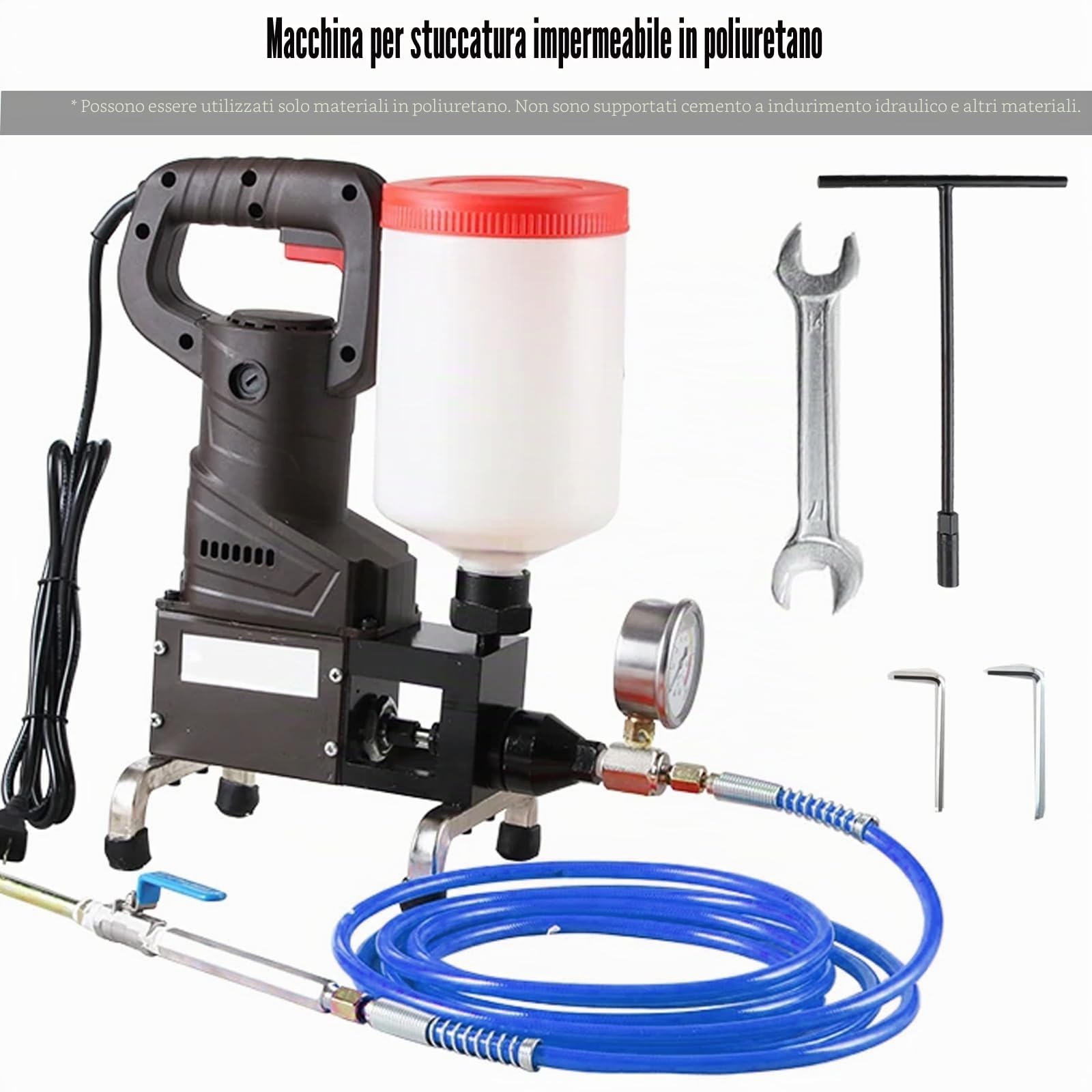 Macchina Per Iniezione Ad Alta Pressione, 1100W 2L Macchina Giunzioni Pavimenti Pompa Iniezione Ad Alta Pressione Macchina Per Perfusione A Iniezione Con Manometro Utilizzata Per Riparare Case Edifici