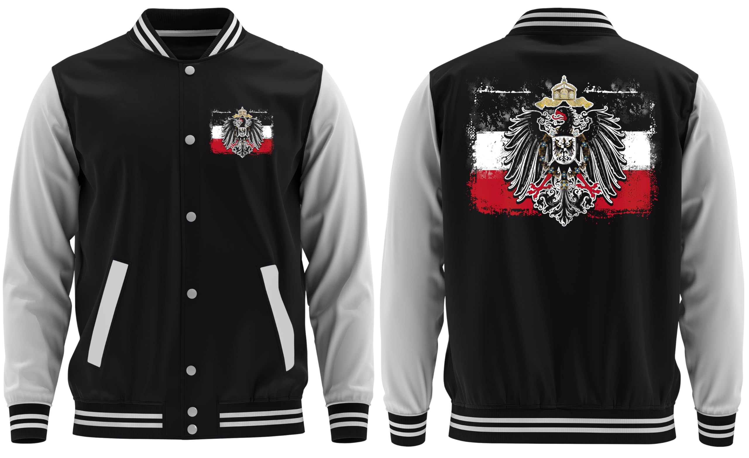 UGLYSHIRT Old School Flag Kaiserreich College Jacke | Deutschland Patrioten Preußen Football Jacke Sport Baseball Freizeit Sweatjacke