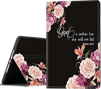 Compatible with iPad A16 11th Generation Case 11 Inch 2025 and iPad 10th Gen 10.9 Inch 2022 with Pencil Holder,Auto Wake/Sleep Protect Cover,Psalm 465 God is Within Poeny Flower