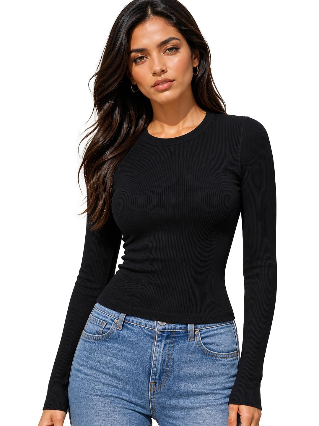 Tops for Women Crop Top for Women's Tank Activewear Casual Tee Sports Cotton Round Neck Long Sleeve Camisole-picture-25