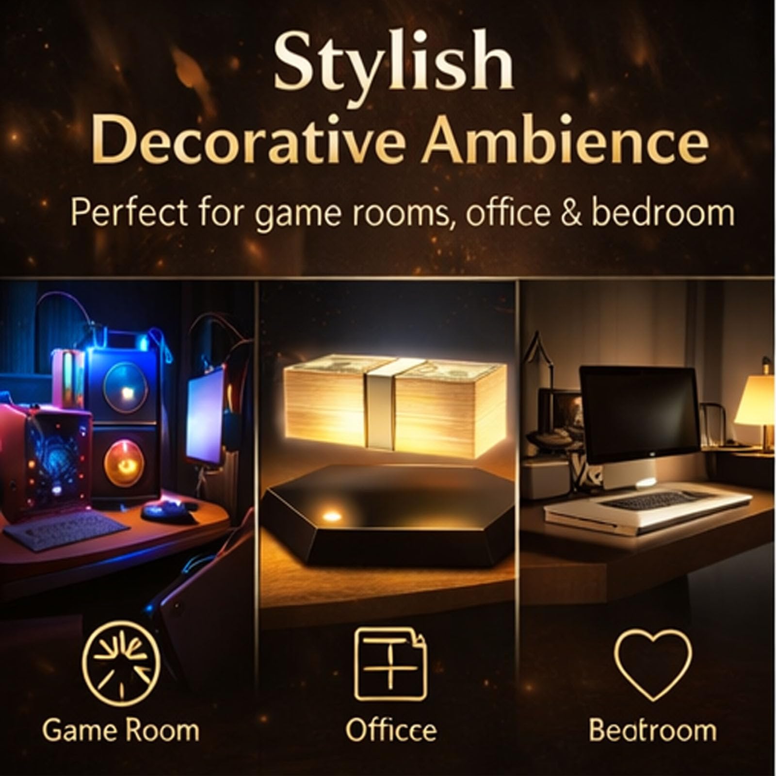Lampada galleggiante per banconote, rotazione a 360°, lampada a levitazione magnetica con luce ambientale a LED per ufficio, camera da letto e giocatori, display unico per contanti per la decorazione