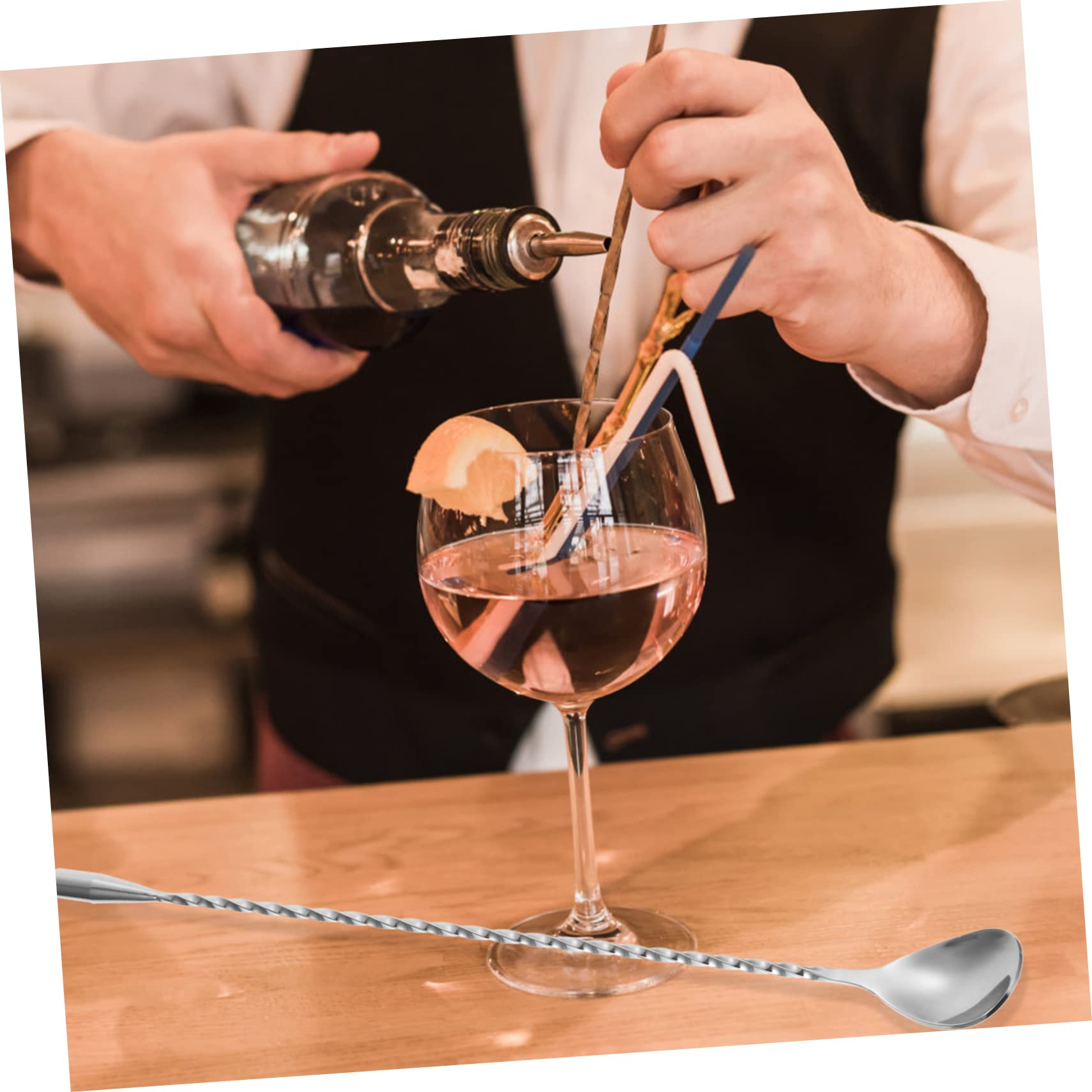 FUNOMOCYA Bar Spoon Soup Spoon Whiskey Spoon Long Spoon Coffee Mixing Spoon Bar Tool Gold Mixing Spoon Iced Tea Spoon Tools Long Stirring Spoons Sugar Spoon Stirrers Stainless Steel