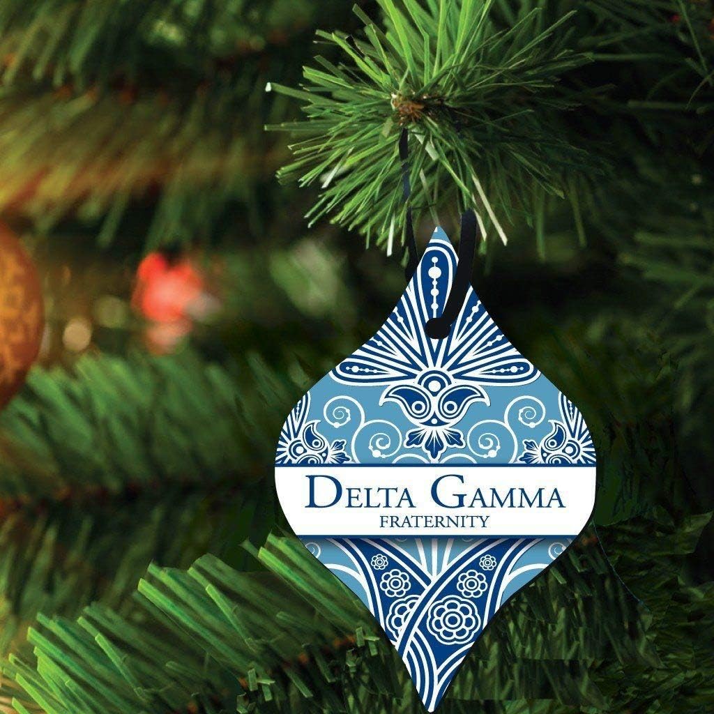 Delta Gamma Ornaments, VictoryStore Holiday Ornaments -Set of 3 Different Shapes, Circle, Rectangle, and Tapered