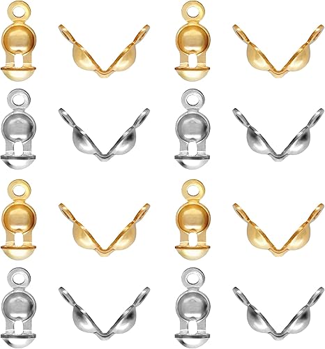 Miniatura 2 de 1000 piezas de puntas de cuentas abiertas de metal de 2 colores, cubiertas de nudos, puntas de cuentas para hacer joyas