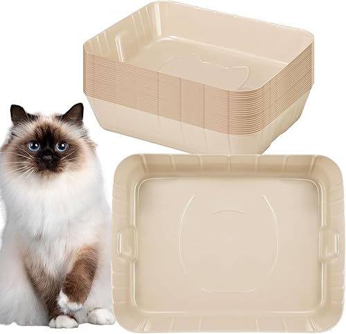 Miniatura 10 de Bokon 25 cajas de arena desechables para gatos, bandeja de arena de plástico para gatos, sartén grande para gatitos, conejos, cobayas, hámster