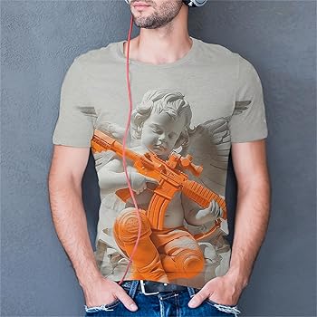 Amazon.com: Cherub Cupid Angel with Gun Printed T-Shirt