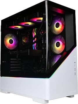 CyberPowerPC Luxe Gaming PC - Intel Core Ultra 7 265KF, Nvidia RTX 5060, 32GB RAM, 2TB NVMe SSD, 650W PSU, Windows 11, Liquid Cooling, Amethyst Curve White