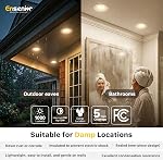 Ensenior 5/6 Inch 5CCT LED Pot Lights with Night Light 12 Pack, Retrofit Recessed Led Ceiling Lighting, Baffle Trim, Dimmable, 9W=110W, 1000LM, 2700K/3000K/3500K/4000K/5000K Selectable, IC Rated - FCC