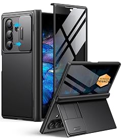 BERFY for Z Fold 7 Case with Privacy Screen Protector Anti Spy Hidden Kickstand Slide Camera Cover Hinge