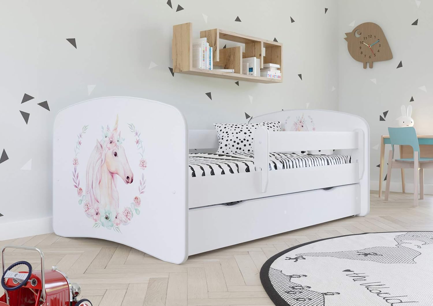 Letto Bambini WFL GROUP Con Materasso | 70x140cm, Bianco - Con Cassetto E Barriera Di Sicurezza - Foto 10