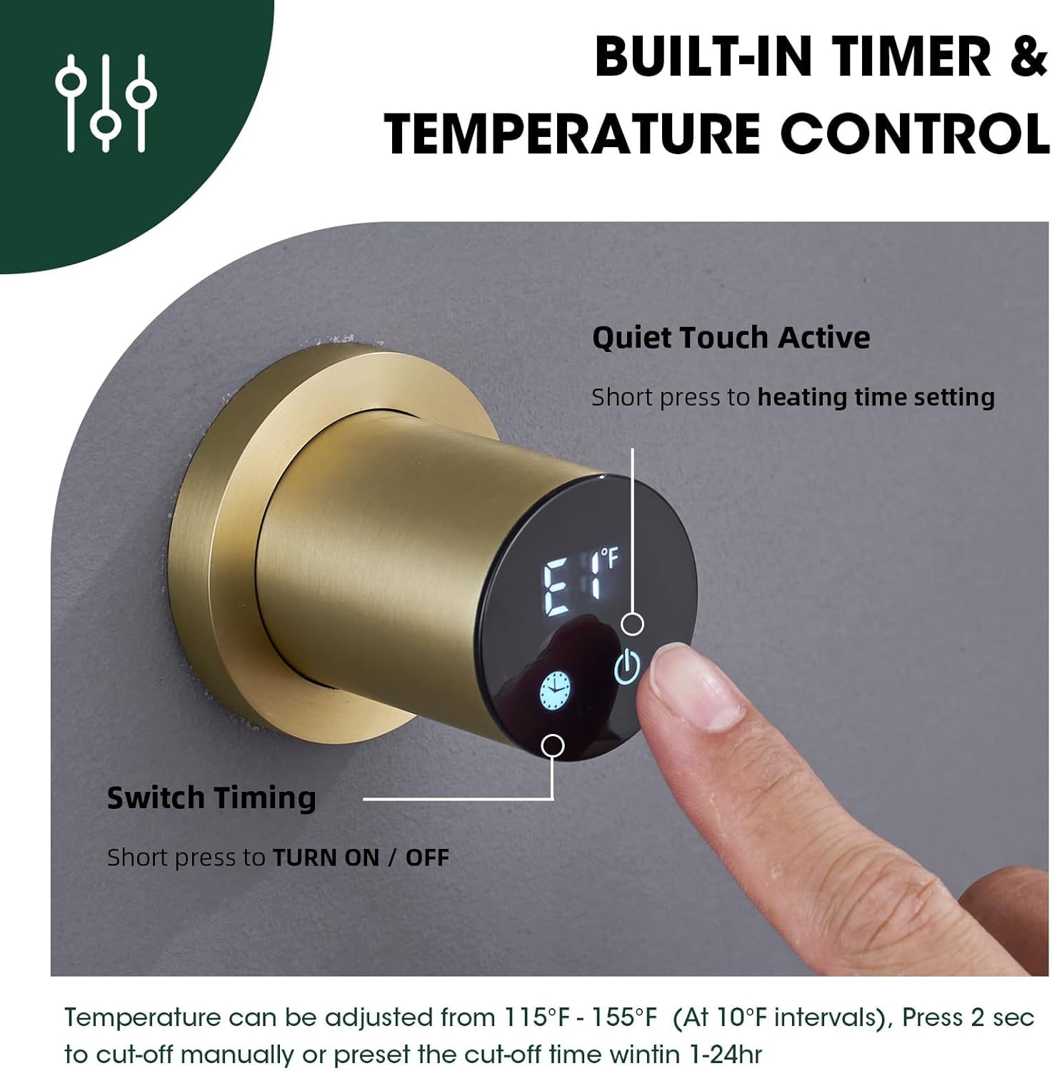Bathroom Towel Warmer Round Concealed 4 Bars Heated Stainless Steel Towel Rack with LED 1-24 Hour Timer 113-140°F Adjustable Temperature,Wall Mounted Electric Drying Rack, Brushed Gold