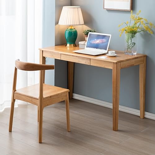 Miniatura 2 de Escritorio de madera maciza con cajón, escritorio de madera para oficina en casa para el trabajo, escritorio de computadora para estudiantes para