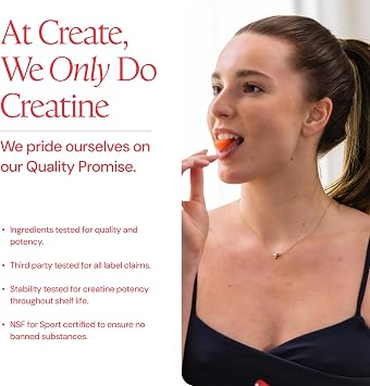 Create Creatine Monohydrate Gummies for Men & Women, Boost Focus, Strength, and Endurance, Anti-Melting Formula, Vegan, Gluten-Free, Non-GMO, 1.5g of Creatine per Gummy (Sour Cherry)