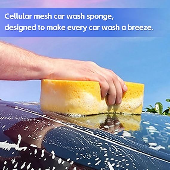 Car Sponge, Large for Scratch Free Cleaning, Honeycomb Durable Auto Detailing, Heavy Duty Washing, Waxing & Polishing 2 Pack