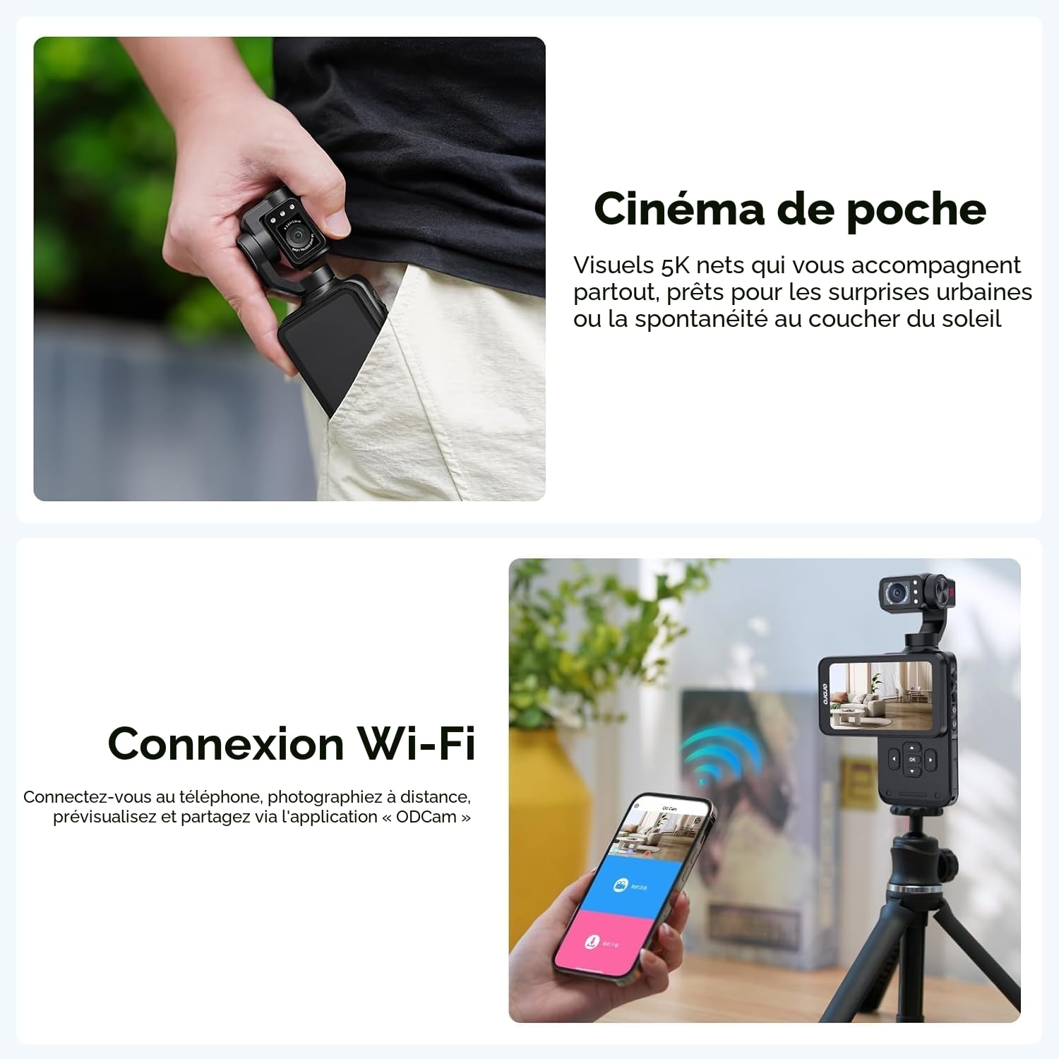 ORDRO M5 Camera Vlog, 4K/60 IPS Camescope, Stabilisation à 3 Axes, Écran Tactile Rotatif 3,5", Suivi Facial, WiFi, Camera Vision Nocturne, Caméscopes Youtube