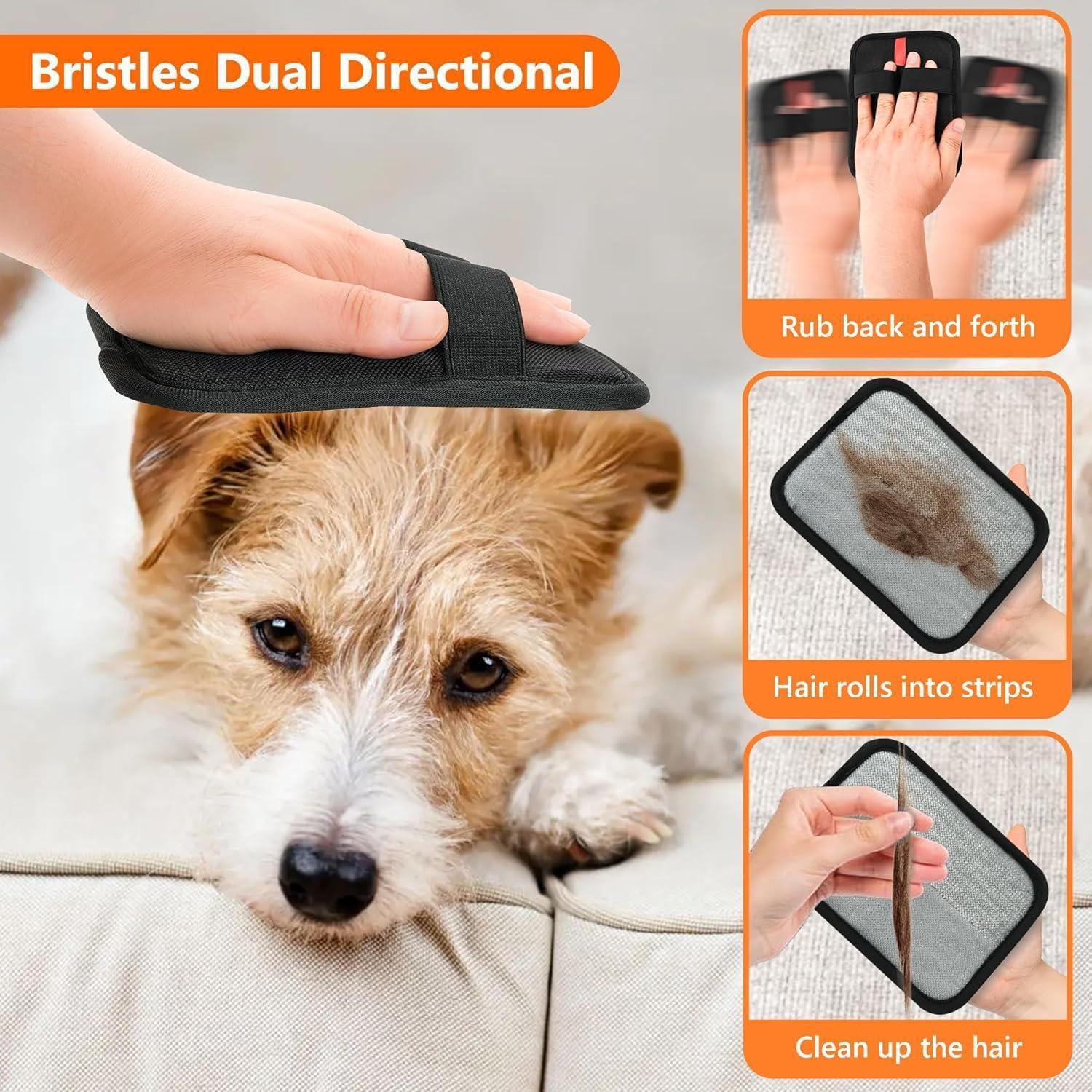 Electrostatic Gloves for Pet Hair Removal: Upgraded 4PCS Animal Fur Removal Tool for Dogs&Cats Efficient Reusable Pet Hair Remover for Couch Carpet Car Seat Clothing Quick Clean