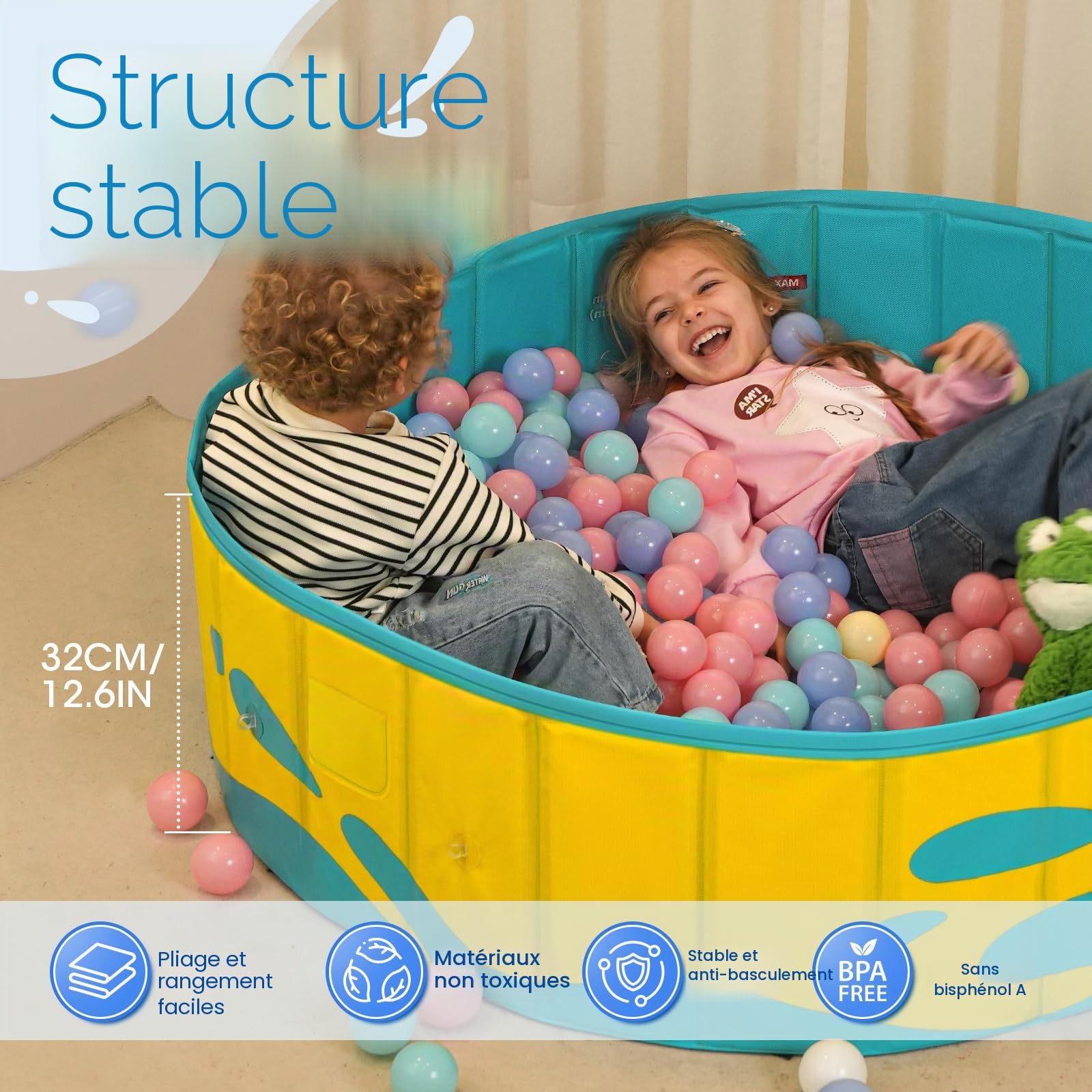 Peradix Pataugeoire avec Réglable Auvent pour Tout-Petits – 120 cm Pliable Piscine Bassin pour Bébé et Enfants pour Jardin & Voyage | Tente pour Bébé & Tente de Plage, pour 2-3 Enfants