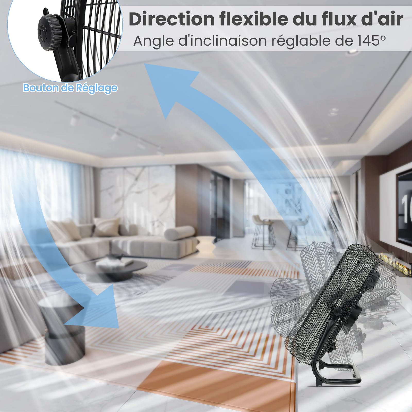 RELAX4LIFE Ventilateur de Sol Industrel Dia.60CM 160W 3 Vitesses, Ventilateur à Tambour 24 Pouces Mobile avec Poignée pour Magasin Garage Usine Cuisine Gym