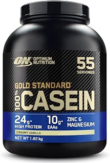 Optimum Nutrition Gold Standard 100% Proteína de Caseína en Polvo, Sabor Vainilla Cremosa, 1.82kg, 55 Servicios