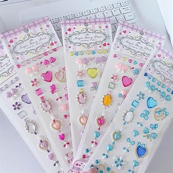 Maxleaf 5 Sheets 3D Flowers Rhinestone Gem Stickers