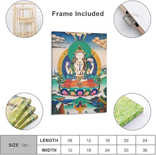Miniatura 2 de Chenrezig Tapo - Marco de fotos en lienzo, impresiones artísticas de pared, póster, póster, pintura fotográfica, decoración de habitación, hogar, 12
