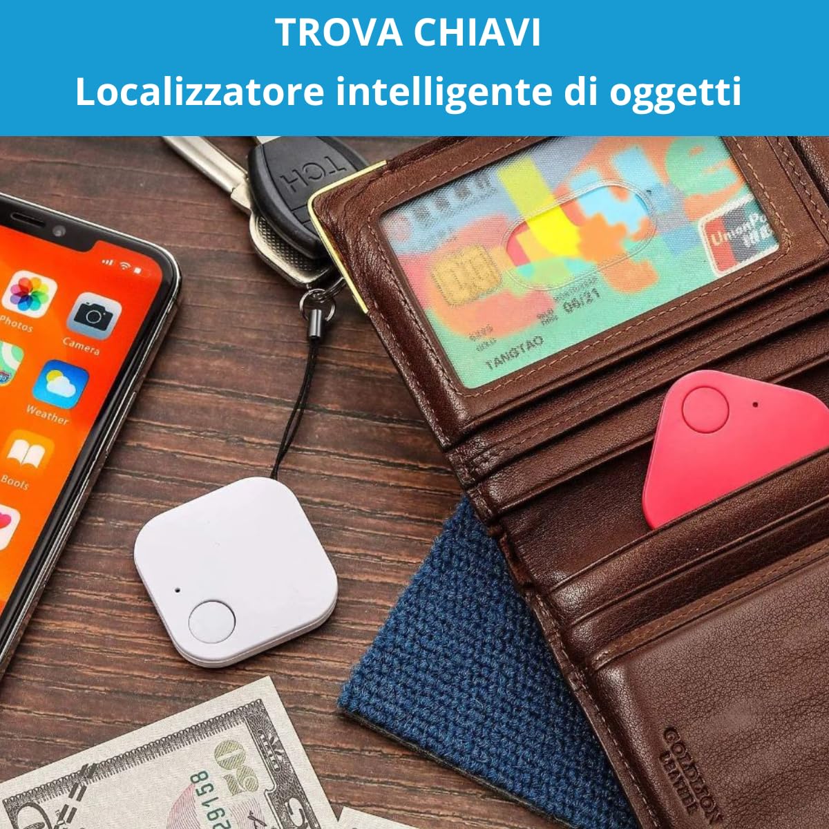 GPS Tag Bluetooth Localizzatore Portachiavi compatibile con Apple Tag iOS Android Samsung Tracker