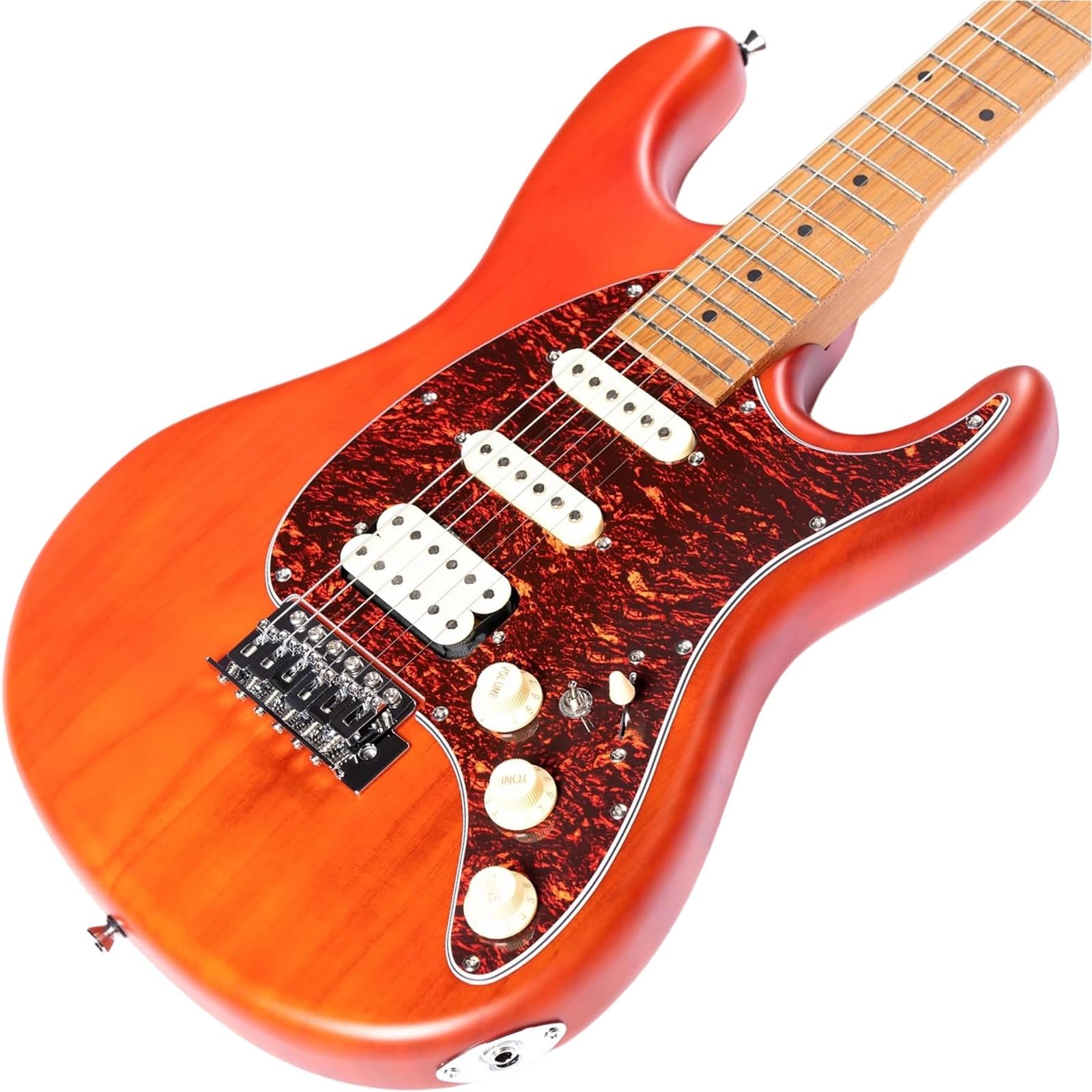 Chitarra Elettrica Strumenti Musicali Chitarra Elettrica Solid Body SSH Paulownia Per Principianti Regolabile 7 Corde Prestazioni Professionali(Ebony)