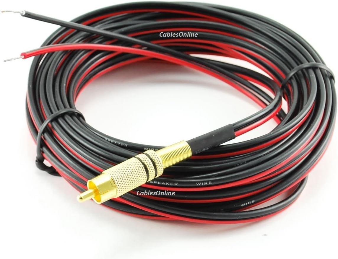 CablesOnline, 25ft 18 AWG Speaker Wire Single Cable with RCA Male Plug, AV-SK125
