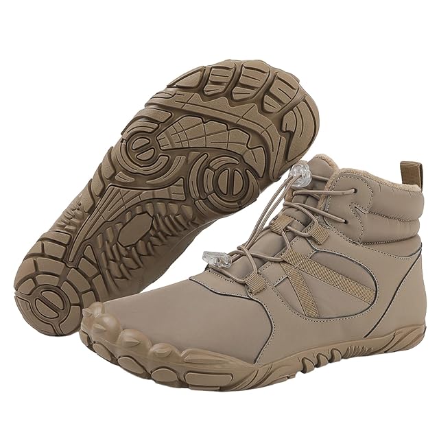 Winter Barefoot Boots Women Men Hiking Boots Waterproof Warm Hike Barefoot Shoes Non-Slip Zero Drop Snow Shoes Fur